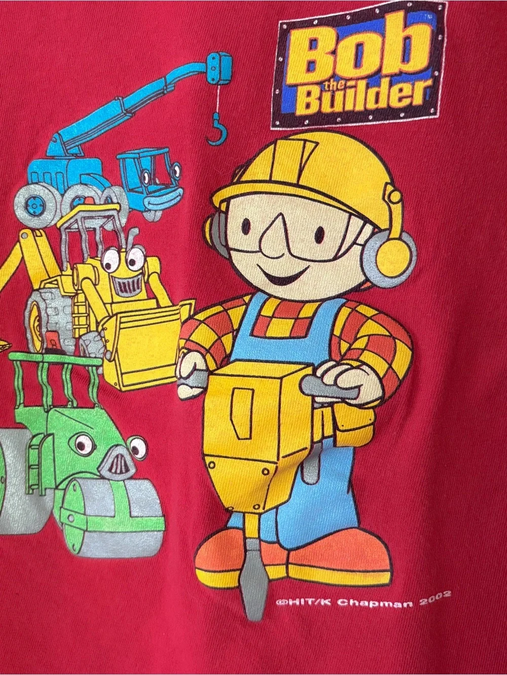 VTG 2002 Bob the Builder Red Long Sleeve Kids Tee - Picture 2 of 5